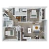 Floor plan: Greektown: 2 Bedroom Apartment