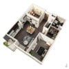 Floor plan: 1 Bedroom, 1 Bathroom with...(U1x1 DB)