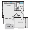 Floor plan: 1BD, 1BTH B1