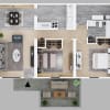 Floor plan: Two Bedroom One Bath Apartment