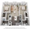 Floor plan: 2-Bedroom 2-Bathroom | 1,088 sqft