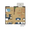 Floor plan: 1 BD/1BA Townscape-Willowpoint