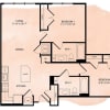 Floor plan: Portland Flats B1 1 Bed Den 2 Bath