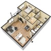 Floor plan: Dickerson (1 Bed + Den)