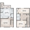 Floor plan: 2 Bed 1.5 Bath