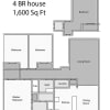 Floor plan: 4 Bedrooms, 2 Baths