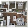 Floor plan: Prairie - 1 Bedroom 2 Bath + Den (B)