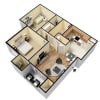 Floor plan: B2 - 2 Bedroom - 1 Bathroom