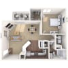Floor plan: 1BR 1BA (700 SF)
