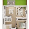 Floor plan: 1BR/1BA - A1
