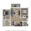 Floor plan: 2 Bed 1.75 Bath B2