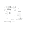 Floor plan: One Bedroom One Bath (836 SF)