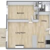 Floor plan: Cyprus - 1 BR, 1 BA DN