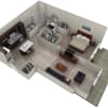 Floor plan: 1 BR Designer Courtyard