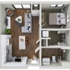 Floor plan: Blazing Star - 1 Bedroom 1 Bath (D)