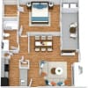 Floor plan: 1x1 - Adair  A1P
