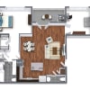 Floor plan: 1 Bedroom  1.5 Bath  Den