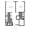 Floor plan: 1 Bed / 1 Bath (673 sf)
