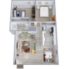Floor plan: Two Bedrooms, One Bathroom