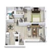 Floor plan: 1 Bed 1 Bath LP 670