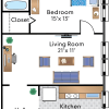 Floor plan: 1 Bedroom 10 Tier