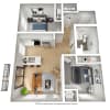 Floor plan: The Lyn-Lake (2 Bedroom)