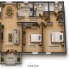 Floor plan: 2 Bed 2 Bath 1024 SF