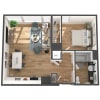 Floor plan: 1 Bed/1 Bath