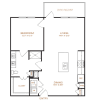 Floor plan: 1 Bed, 1 Bath I