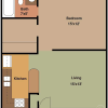 Floor plan: 1 bed 1 bath large