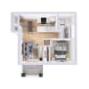 Floor plan: 1 Bed, 1 Bath - 627 Sq. Ft.