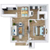 Floor plan: 1 Bed - 1 Bath