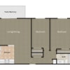 Floor plan: 2 Bed x 1 Bath - 9