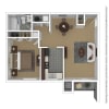 Floor plan: 1 Bedroom/1 Bathroom-764