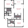 Floor plan: 2 Bed / 2 Bath (1037 sf)