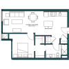 Floor plan: 1 Bed/1 Bath-B1M