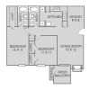 Floor plan: 2 Bed, 2 Bath A Upgraded