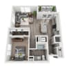 Floor plan: 1 Bedroom 1 Bath 774 sqft (A4)