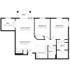 Floor plan: 2x2 Den