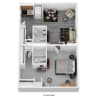 Floor plan: 1 Bedroom Deluxe