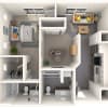 Floor plan: B1 - Large One Bedroom + Den