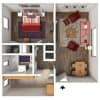Floor plan: 1 Bedroom 1 Bath