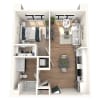 Floor plan: 1BR/1BA A4