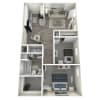 Floor plan: 2 Bed 1 Bath - B