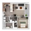 Floor plan:  1 Bed 1 Bath Apartment