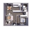 Floor plan: A1 - PECAN - 608 sq ft.