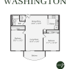 Floor plan: Two Bedroom One Bath Apartment