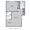 Floor plan: 1BR/1BA
