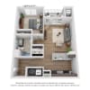 Floor plan: 1-Bedroom 1-Bathroom | 799 sqft