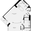 Floor plan: 1 Bedroom Q